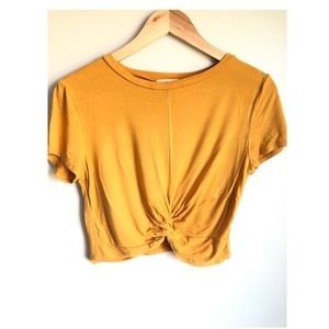 Gaze Tie in Front Yellow Crop Top